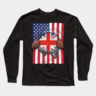 United Kingdom Flag American Flag Ripped - Gift for English Scottish Welsh Or Irish From United Kingdom Long Sleeve T-Shirt